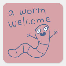 Funny A Worm Welcome Cute Punny Earthworm Doodle