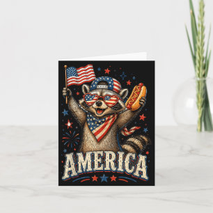 Funny Aamerica Racoon Patriotic Hotdog Usa 4th Of Card