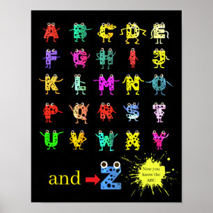 Funny ABC Alphabet Friends Poster