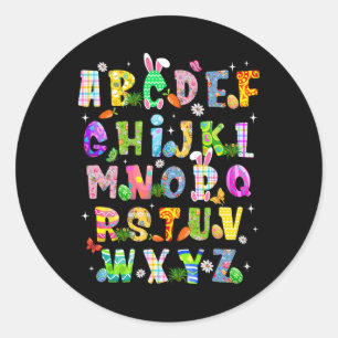 Funny Abcs Alphabet Learning Preschool Bunny Eggs  Classic Round Sticker