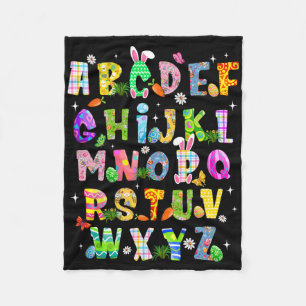 Funny Abcs Alphabet Learning Preschool Bunny Eggs Fleece Blanket