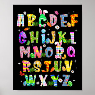 Funny Abcs Alphabet Learning Preschool Bunny Eggs  Poster