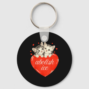 Funny abolish ice, cute cat valentines women girl key ring