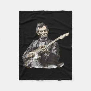 Funny Abraham Lincoln Playing Electric Guitar Fleece Blanket