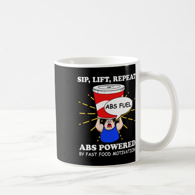Funny Abs Exercise Fast Food Gym Workout Bodybuild Coffee Mug (Right)