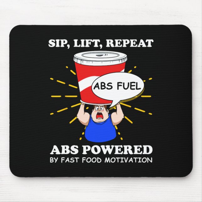 Funny Abs Exercise Fast Food Gym Workout Bodybuild Mouse Pad (Front)