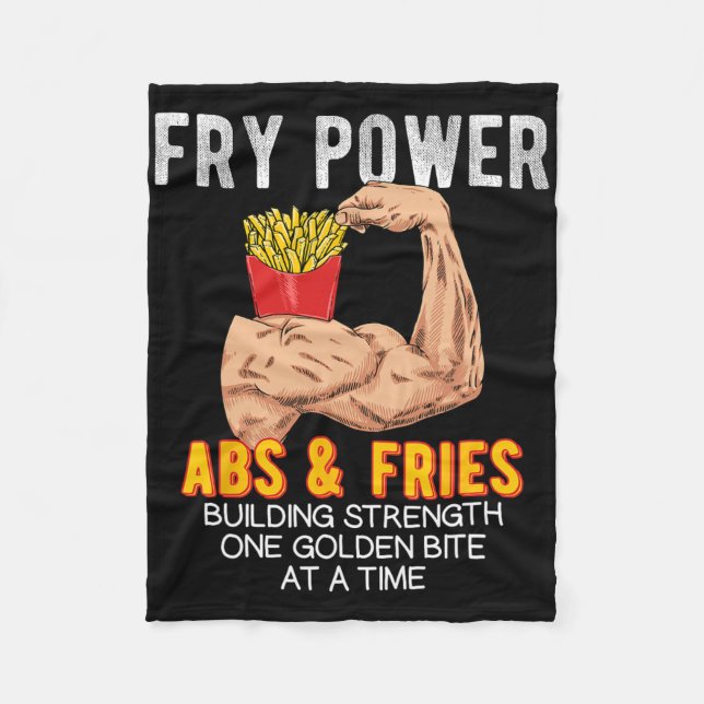 Funny Abs Exercise French Fries Muscle Building Bo Fleece Blanket (Front)