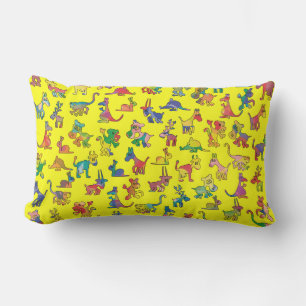 Funny Abstract Animals Tiles Pattern Lumbar Cushion