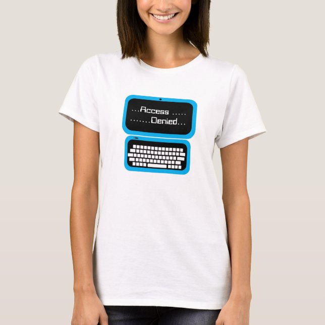 Funny Access Denied Blue Computer Geek T Shirt (Front)
