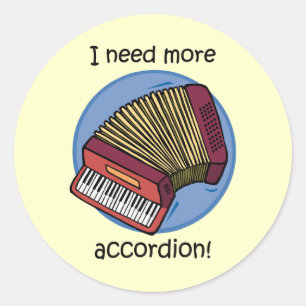Funny accordion classic round sticker