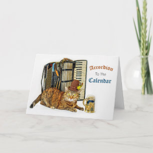 Funny Accordion Kitty Birthday Card