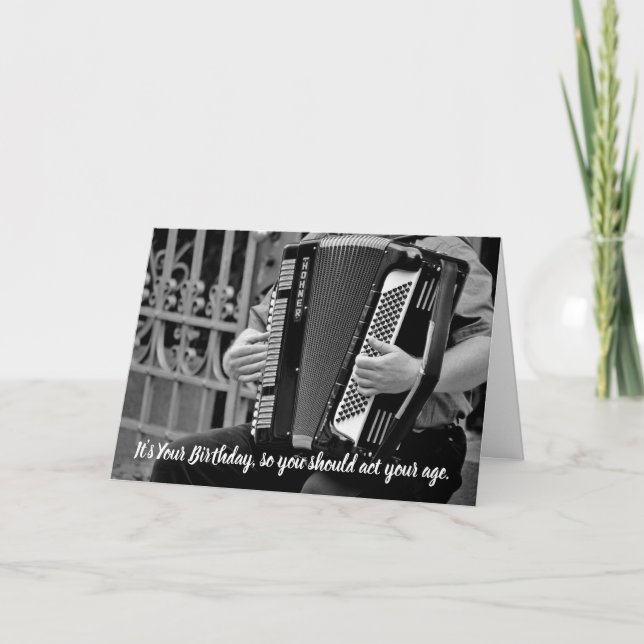 Funny Accordion Player Birthday Card (Front)