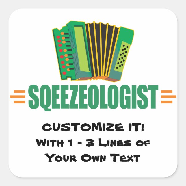 Funny Accordion Square Sticker (Front)