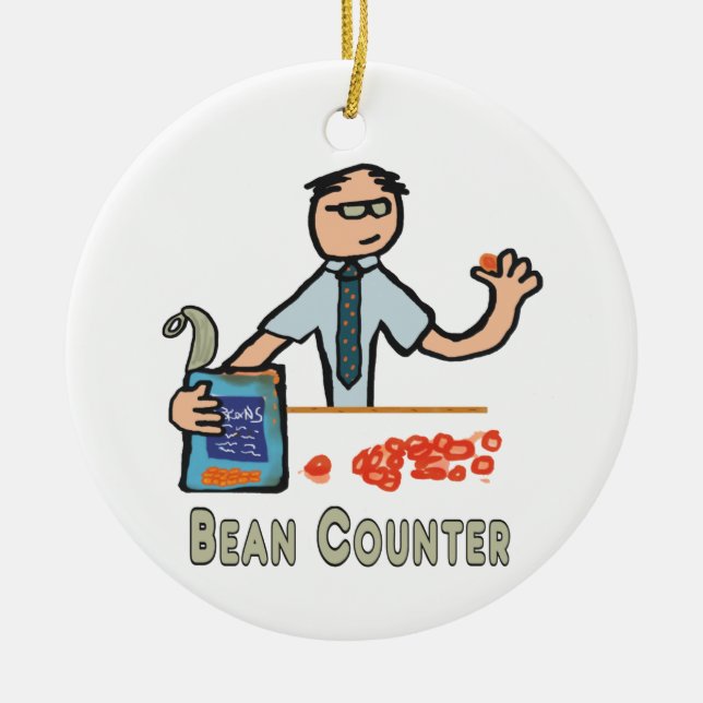 Funny Accountant Bean Counter Ceramic Ornament (Front)
