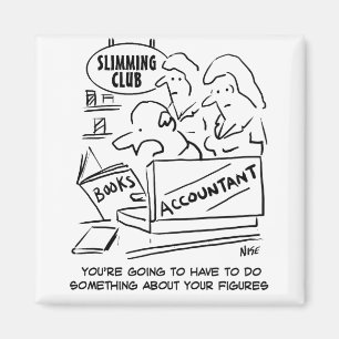 Funny Accountant Checks Slimming Club Figures Magnet