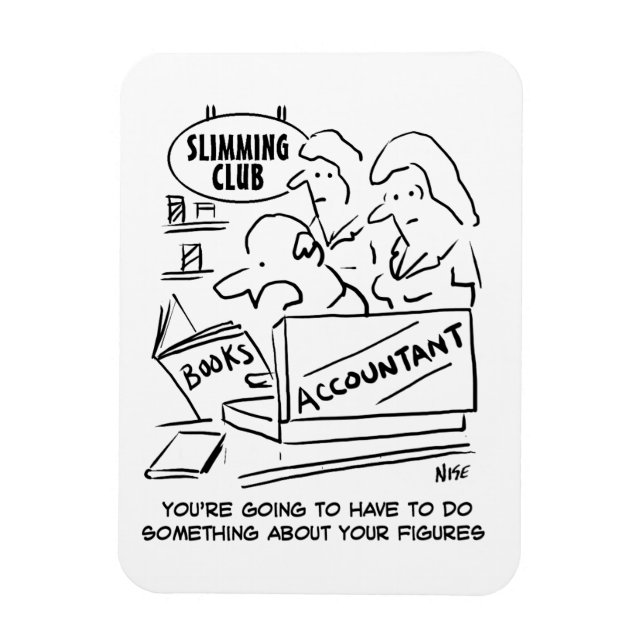 Funny Accountant Checks Slimming Club Figures Magnet (Vertical)