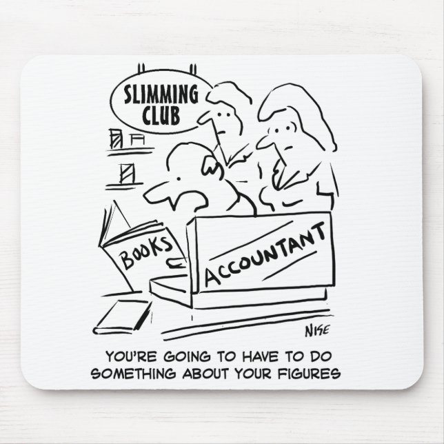 Funny Accountant Checks Slimming Club Figures Mouse Pad (Front)