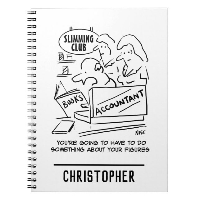 Funny Accountant Checks Slimming Club Figures Notebook (Front)