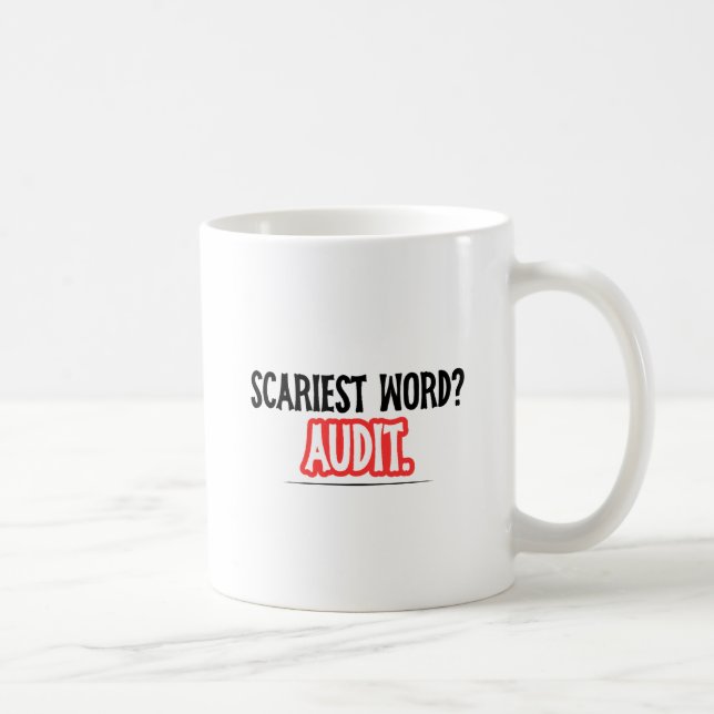 Funny Accountant Halloween - Scariest Word? Audit Coffee Mug (Right)