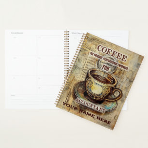 Funny Accountant Personalised Name Coffee Vintage Planner