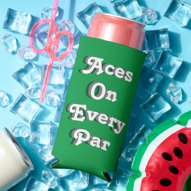 Funny "Aces On Every Par." St. Patrick's Day Golf Seltzer Can Cooler (In Situ Summer)