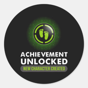 Funny Achievement Unlocked Gift Couples Video Game Classic Round Sticker