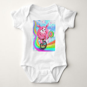 Funny Acrobat Pig Baby Bodysuit