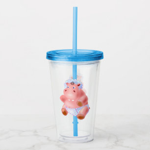 Funny Acrylic Tumbler with Baby Hippo