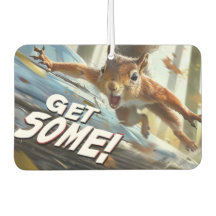 Funny Action Squirrel Air Freshener "Get Some"			