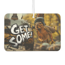 Funny Action Squirrel Air Freshener "Get Some"			