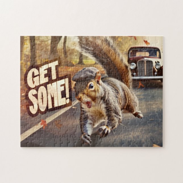 Funny Action Squirrel Jigsaw Puzzle "Get Some" (Horizontal)