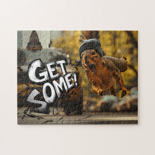 Funny Action Squirrel Jigsaw Puzzle "Get Some"			 (Horizontal)