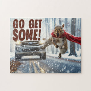 Funny Action Squirrel Jigsaw Puzzle "Get Some"
