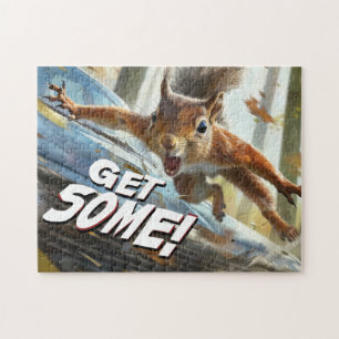 Funny Action Squirrel Jigsaw Puzzle "Get Some"