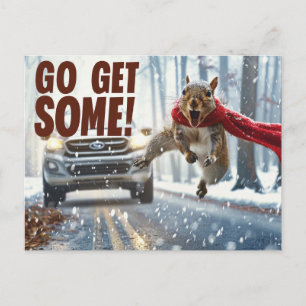 Funny Action Squirrel Postcard "Get Some"