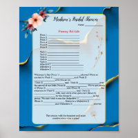 Funny Ad-Lib Game Bridal Shower Poster