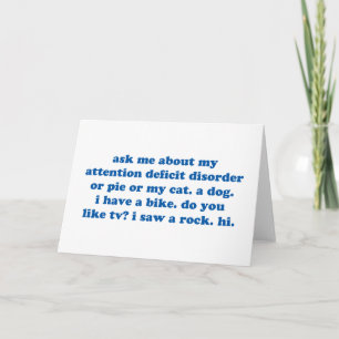 Funny ADD ADHD Quote - Blue Print Card