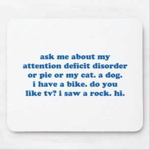 Funny ADD ADHD Quote - Blue Print Mouse Pad