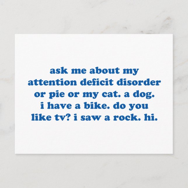 Funny ADD ADHD Quote - Blue Print Postcard (Front)