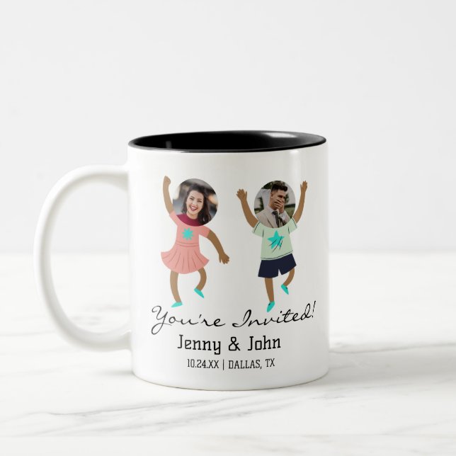 Funny Add Photo Customised Bride & Groom Wedding   Two-Tone Coffee Mug (Left)