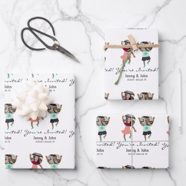 Funny Add Photo Customised Bride & Groom Wedding   Wrapping Paper Sheet (Front)