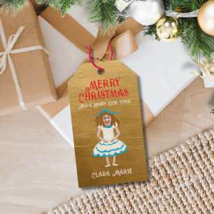 Funny Add Photo Nutcracker's Clara Merry Christmas Gift Tags