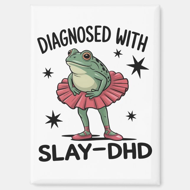 Funny ADHD Frog Neurodivergent Meme Y2K Frogcore  Magnet (Front)
