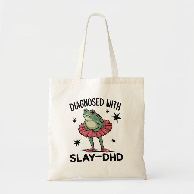 Funny ADHD Frog Neurodivergent Meme Y2K Frogcore  Tote Bag (Front)