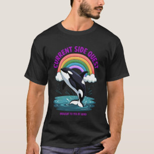 Funny ADHD Side Quest Orca Rainbow Joke Saying Wom T-Shirt
