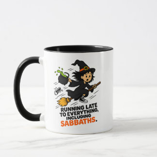 Funny ADHD Witch Running Late Halloween Mug