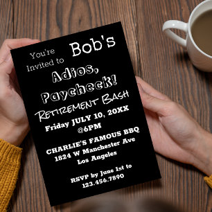 FUNNY Adios, Paycheck Dad Retirement Party  Invitation