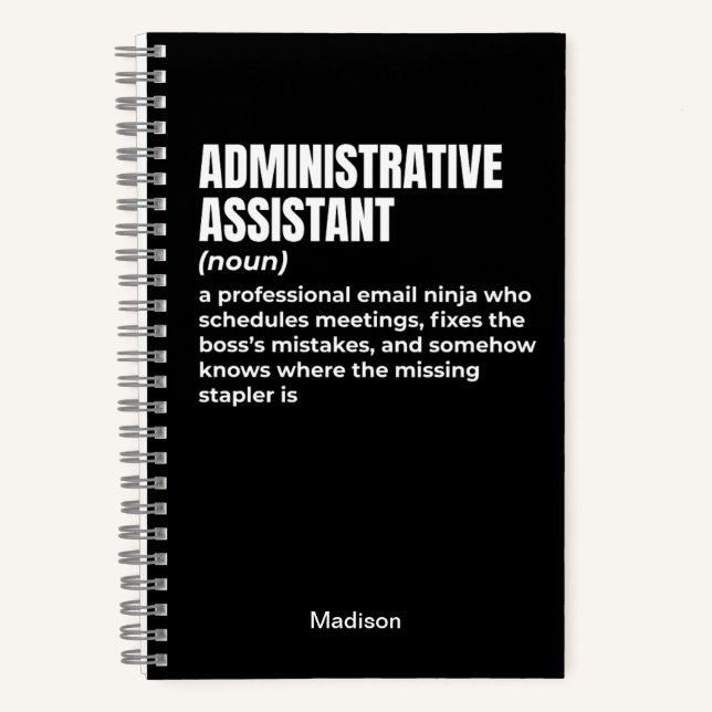 Funny Administrative Assistant Definition (W1) Notebook (Front)