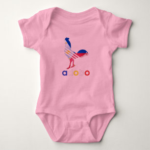 Funny Adobo, Philippines Flag, Distressed Edges Baby Bodysuit