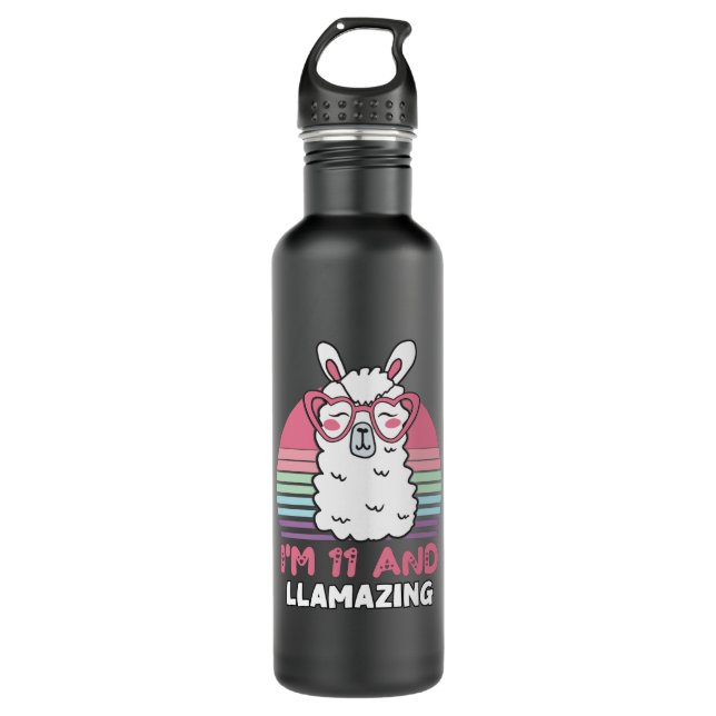 Funny Adorable Llama 11th Birthday Gift For Women 710 Ml Water Bottle (Front)